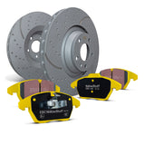 EBC BMW E90 E91 E92 E93 Yellowstuff 4000 Series Front Sport Brake Pads & Slotted And Dimpled Sport Discs Kit - ATE Caliper (Inc. 325i, 330i, 335i & 335ix)